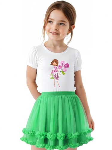 GroYolan Falda de Tutú para Niñas, Suave Falda de Tul para Niñas y Bebé, 2 Capas Falda Tutu con Forro, Volantes Princesa Faldas Fiesta Ballet Danza Carnaval Cosplay 1-10 Años