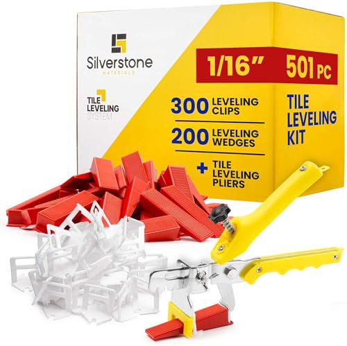 501 Pcs Tile Leveling System with 1/16 (1.5mm) Tile Spacers, Tile Wedges and Tile Leveling Clips - Saves Time for Perfect and Precise DIY Installation of Ceramic Tiles - With Leveler Tool (Pliers)