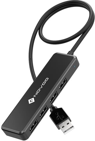 NOVOO USB C Hub, Divisor de Datos SD USB 2.0 de 4 Puertos, Adaptador de Puerto USB Simple y práctico para PS5/Mac Pro/Macbook Air/DELL XPS/Notebook PC/Flash Drive/Mobile HDD y más