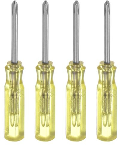 sourcing map 4Pcs PH0 Mini Phillips Screwdriver 2mm Magnetic Cross Head 45mm Length for Small Appliances Repairs, Yellow