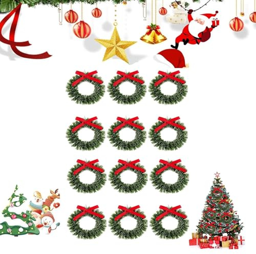 Mini Ghirlanda di Natale,Mini Corona di Natale,Ghirlanda Natalizia,Ghirlanda Natalizia per Porta,Anelli per Candele Natalizie,Mini Ghirlande Natalizie Per Casa,Ghirlanda Natalizia in Miniatura,12 Pcs