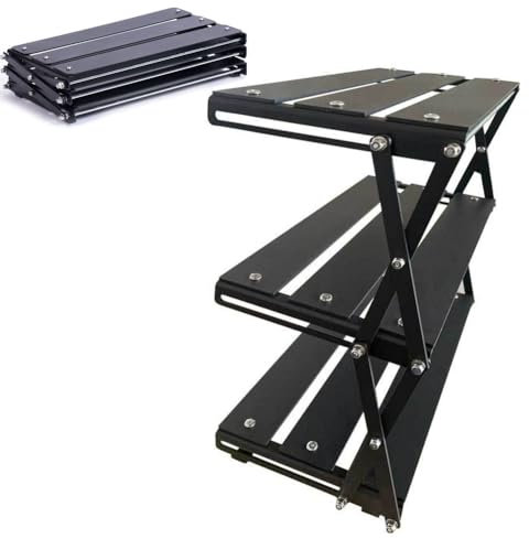 Tavolo da campeggio portatile, leggero, con tavolo in legno naturale, multifunzione, pieghevole, per campeggio, interni, esterni, feste, picnic, spiaggia, barbecue, 3 strati (nero)