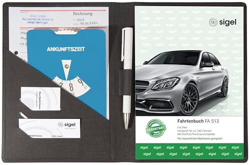 SIGEL EF515 skyddande omslag för A5-formulär (t.ex. B. loggbok, faktura, fraktsedel), med praktiska fickor för kvitton och integrerat pennhållare, antracit