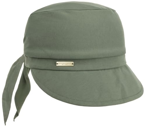 Seeberger Bandana avec Visiere Uni Jersey Femme - pour Le Soleil Printemps-ete Ete - Taille Unique Vert