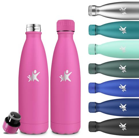 Grsta Boraccia- 500 ml- Borraccia Termica, Senza BPA, Borraccia Acciaio Inox, Senza Perdite, Borracce Metallo, Acciaio Inossidabile 18/8, Borracce per Scuole, Campeggio, Uffici, Viaggio, Caffè