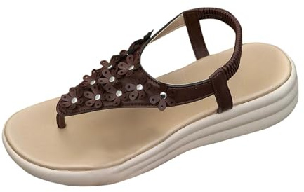 Sandalias Plataforma Mujer,Mis Pedidos Sandalias Barefoot Mujer Elegante Comodas Sandalia de Playa con Decoración Floral Informal Versátil Sandals Punta Abierta Ligero Zapatillas de Playa Vacaciones