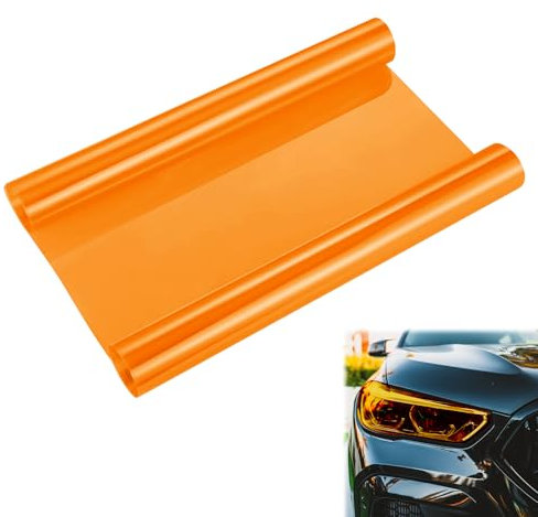 Film teinté pour phares,Huybaa Film teinté voiture para Faros(orange), de protection,autoadhésifs,transparent,découpable,vinyle teinté,phares antibrouillard,30cm X 120cm