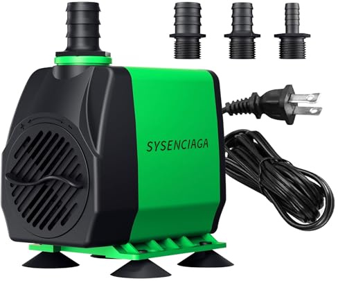 40W Fountain Submersible Water Pump, 1000GPH Adjustable Ultra Quiet Aquarium Pump, Small Pond Pump with 3 Nozzles, 10.5ft High Lift for Small Pond, Fish tank, Waterfall, Outdoor, Hydroponics