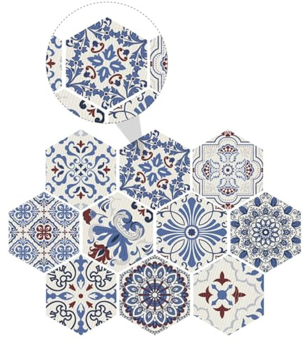 AKOOSY Pegatinas Autoadhesivas Suelo Antideslizantes 10 para Hexagonales de PVC ycoración y Seguridad del Baño Cocina Piso