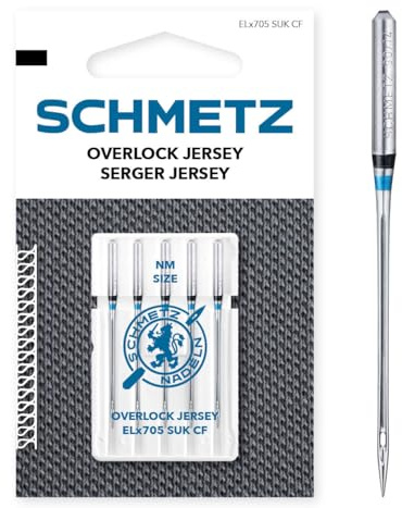 SCHMETZ | 5 Nähmaschinennadeln | Overlock Jersey | ELx705 SUK CF/SY 2022 | Nadeldicke 65/9 | Hinweis: Überprüfen Sie das empfohlene Nadelsystem in der Bedienungsanleitung