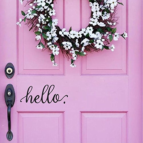 BATTOO Hello Door Decal - Front Door Sticker, Entryway Decor (9X 4, Black)
