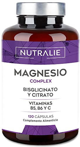 Magnesio Completo - Magnesio Citrato + Magnesio Bisglicinato 2145mg - Anti stress e Fatica - Integratore Magnesio con Vitamine B5, B6 e C Calcio | 120 Capsule Vegane Nutralie