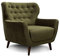 CAVADORE Sessel Abby / Retro-Polstersessel im Samt-Look mit Knopfverzierung / 87 x 89 x 88 / Samtoptik, grün