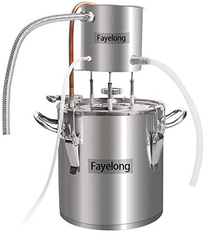 Fayelong Moonshine Still 12L/3Gal Stainless Steel Denatured Alcohol Canning Kit Ethanol Vodka Copper Still Water Distiller Home Brewing Kit (12L/3Gal)