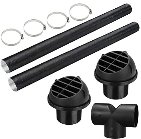 Nerplro Värmekanal slang, aluminium 75 mm bil uppvärmningsrör kanal T bit varm luftutlopp ventilslangklämmor set hög temperatur förstärkt varm och kall luftkanal