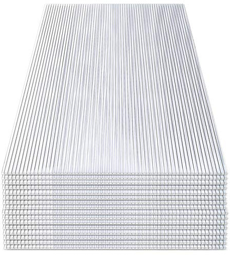 SWANEW 14x Plaques alvéolaires en Polycarbonate 4 mm, Panneau alvéolaire Double de 10,25 m², 1 210 x 605 cm, Panneau pour Serre, Antichoc et résistant aux UV Transparent