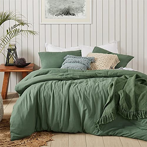Sedefen Bettwäsche Set 135x200cm Baumwolle Grün Dunkelgrün Einfarbig Premium Renforce Uni Einzelbett Bettbezug und 1 Kissenbezug 80x80cm mit Reißverschluss