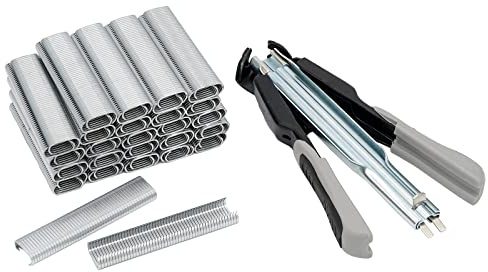 Hog Ring Zange Automatische Zaunzange mit 2500 Stück Schweineringe Zaunclips C Typ Nägel Zaun Kit Ideal für Drahtgitter Haustier Käfige Automatratzen