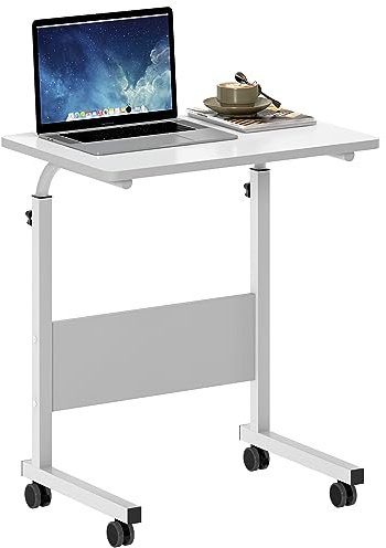 SogesHome Schrebitisch Steh Sitz-Stehpult Höheverstellbar Computertisch Beistelltisch Pflegetisch Laptoptisch PC Tisch mit Rollen für Bett Sofa Krankenhaus Krankenpflege Lesen Essen