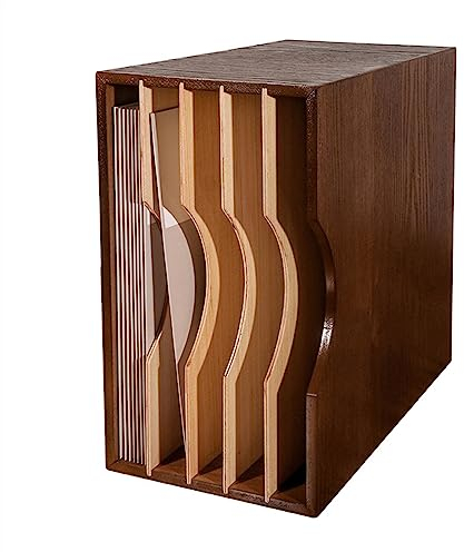 Schallplattenaufbewahrung Schallplattenaufbewahrung, Tisch-Schallplattenbox, Schallplattenalbumhalter, CD-Schallplattenkiste aus Eichenholz mit herausnehmbarer Trennwand, fasst bis zu 40 Schallplatten