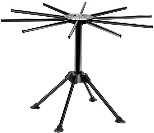 Ourokhome Séchoir à pâtes pliable en plastique avec 10 poignées pour spaghettis frais faits maison, stable, rangement facile et installation rapide (noir)
