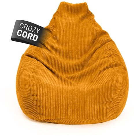 Lumaland Gaming Sitzsack XXL aus Cord | Gaming Sessel für Erwachsene & Teenager | Komfortabler Bean Bag 135 x 100 cm [Senfgelb]