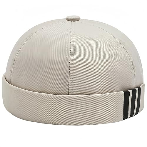 YKDLLF Gorro de Pescador Negro para Hombre Gorro de Calavera Gorro sin ala para Hombre Gorro Enrollado Gorro para Hombre Gorro de Calavera Vintage Gorro de Hombre Gorro Unisex Docker Hat