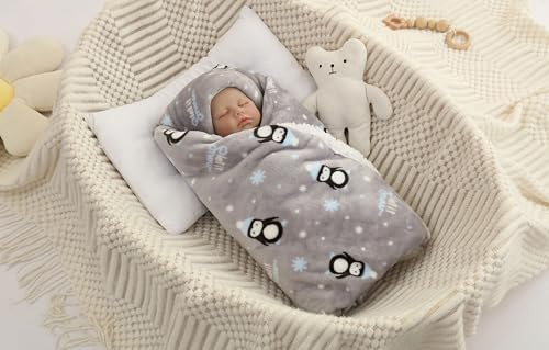 JZLPIN Manta para Bebe 75x100cm Mantas Recien Nacido Mantita Bebes Super Suave Sherpa Reversible Mantas receptoras para Cuna Cochecito Gris