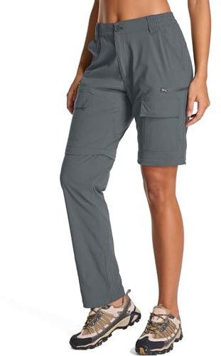Jogwits Pantalon Randonnée Femme Convertible Cargo Trekking avec 7 Poches | Zip Off Pantalons, Léger Respirant Séchage Rapide Pantalon, Safari Extérieur Été Pantalon de Travail Montagne pour Randonnée