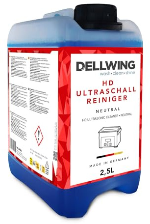 Dellwing HD Limpiador ultrasónico 2.5 l, concentrado neutro para limpieza de joyas, monedas y oro, fabricado en Alemania