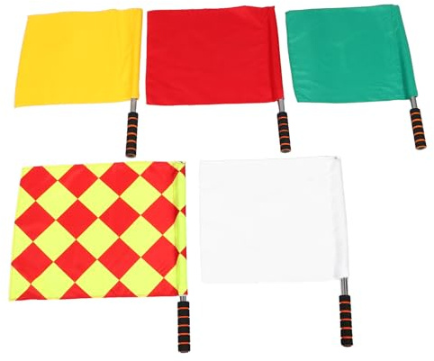 Mikinona 5 Piezas Banderas de Árbitro para Partido con Señales Manuales Banderas Ligera y Duradera para Juez de Línea Fútbol Voleibol y Atletismo Escolar Señalización Precisa para Carreras