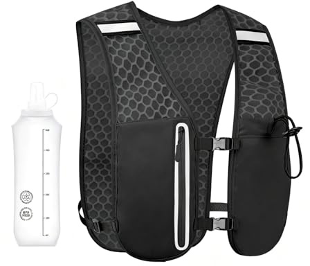 EVBOTGEE Gilet da corsa per uomo e donna, con borraccia da 500 ml, multifunzione, ultra leggero, per ciclismo, escursionismo, corsa, attività all'aperto