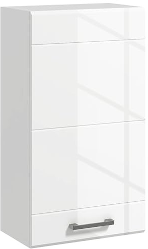 kleankin Bathroom Wall Cabinet High Gloss Soft-Close 37x22.5x70 cm White