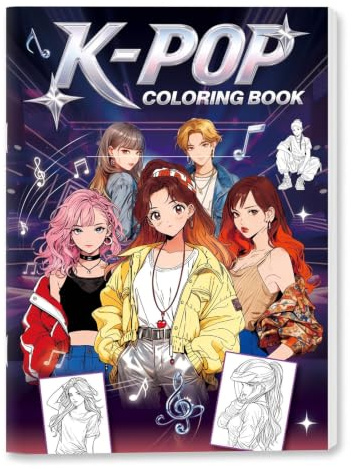 DYIOTF Livre de Coloriage K-POP pour Filles et Enfants - Format A4 Série Sorcière : Cahier de Dessins Manga Kawaii et Chibi Coréen, Idée Cadeau Anniversaire pour Fans de Musique et Idols Kpop