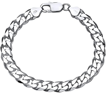 JEWLIX Herren 925 Sterling Silber Panzerkette Armband, 8mm Breit, Hochglanz, Karabiner, 23cm