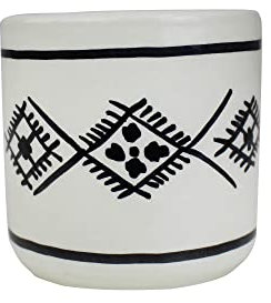 Tasse Nabeul aus Keramik weiß handbemalt, Tunesien, Kaffeetasse, Teetasse mit Muster, Mug