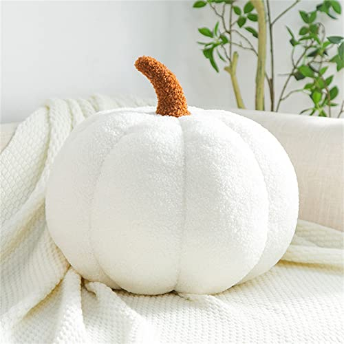 EXQUILEG 3D Plüsch Kürbis Dekokissen Kopfkissen Kissen Geburstagsgeschenke Sitzkissen Zierkissen für Kinderzimmer Sofa Dekoration (Weiß,20cm)