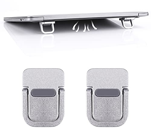 Abeillo Lot de 2 rehausseurs de clavier portables, autocollants pour ordinateur portable, mini supports invisibles pour clavier d'ordinateur, pieds compatibles avec Pro/Air, Lenovo, Surface (argenté)