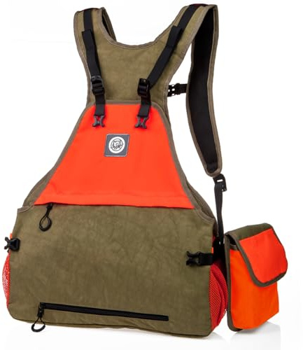 TKLoop Upland Hunting Vest - Adjustable Strap, Lightweight, with Game Pouch and Pockets for Pheasant & Bird Hunting - Brown