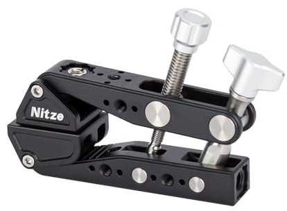 Nitze Super Clamp avec Trous de Positionnement 3/8 et 1/4, Pince de Caméra Reflex Numériques, Lumières, Crochets, étagères, Trépied, Plaques de Verre, Barres Transversales,Bras Articulé - N18C