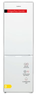 Corberó - Frigorífico Combi | CCH200533NFW | No Frost | Inverter | 326L | 201cm | Luz LED | Fresh Box | Cajón Crisper | Estantes de cristal ajustables | Blanco