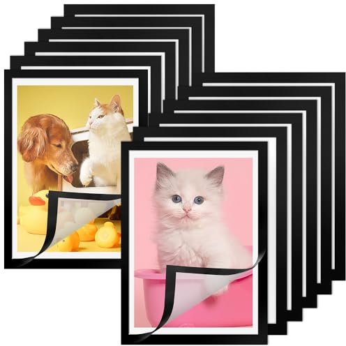 LPAMABA Diamond Painting Rahmen, 12 Pack Magnetrahmen Info-Rahmen A4 Selbstklebend Magnetisch Bilderrahmen Aufklappbarer Magnetrahmen mit Magnetverschluss für Wanddekoration zu Hause, Schwarz