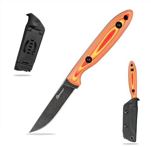 SDOKEDC DC53 Stahl messer Feststehende Klinge mit Micarta Griff & Kydex Scheide für Männer EDC Outdoor Camping Survival (schwarz & Zweifarbig G10)