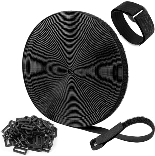 Sangles de Câble Réglables de 10m x 2cm avec 60 boucles, Attache Câble Scratch Serre Cable Bande Sangle Réutilisable Câble Management Facile à Couper pour Ranger et Organiser Câbles, Noir