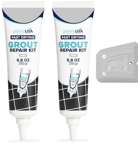 Premixed Tile Grout Repair Kit - Grout Filler for Repairs & Renewal - Easy to Use - Perfect Waterproof for Bathroom, Shower, Kitchen & Floors - 2 Pack (Gray/ 500g-17.6oz)