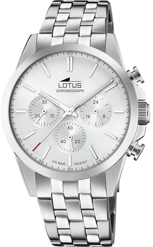 LOTUS Reloj Hombre Analógico de Acero Inoxidable 316l Plateado