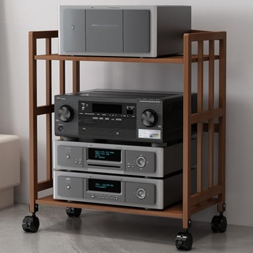 Mobile Stereo Hi fi rack hifi,Supporto multimediale AV a 2/3 livelli, Scaffale Stereo in Legno,Mobiletto per Componenti,Supporto per Giradischi CD,Supporto per sotto la TV per DVD,Console di gioco(Bro