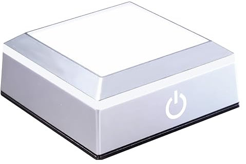 PETMIMIXD Base LED multicolor para fotos 3D sobre cristal – Pantalla de luz de color, plataforma cuadrada con cambio de colores, soporte plano de plata