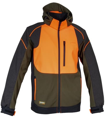 COFRA SEEWALD (04 Fango/Nero/Arancio 52 Taglia 52 Giacca in Tessuto antiabrasione Antivento antispino antirovo con Cappuccio e Pile Interno