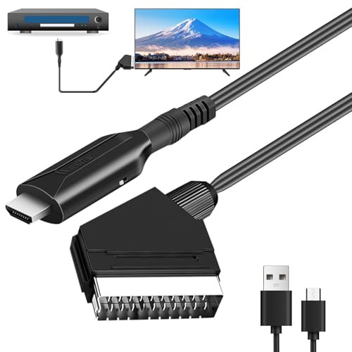 GBKDQQ SCART zu HDMI Kabel: HD Konverter Adapter Video Audio Wandler auf 1080p/720p mit Kabel Geeignet für HDTV STB VHS VCR PS3 Sky DVD Blu ray, 1m Kabel